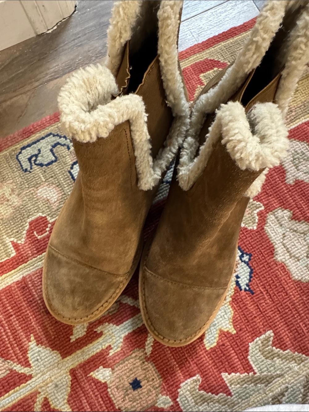 Sam Edelman Suede Shearling-Lined Ankle Boots in Brown